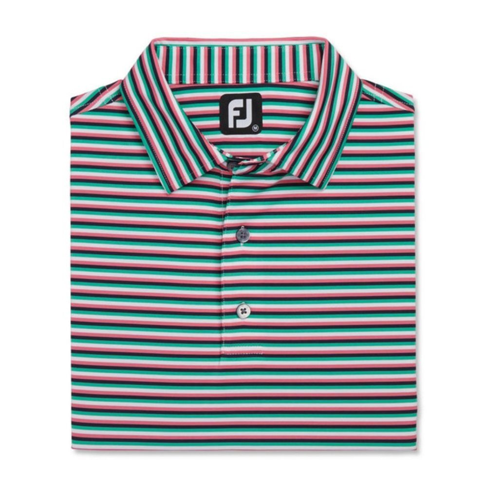 NWT FootJoy Men's Multi Stripe Lisle Self Collar Polo Shirt Medium M